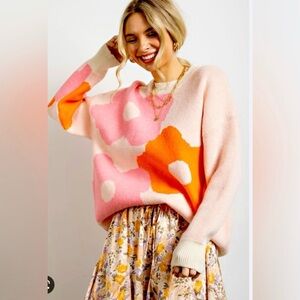 1.4.3. Story by Line Up Pink and Orange Floral Sweater